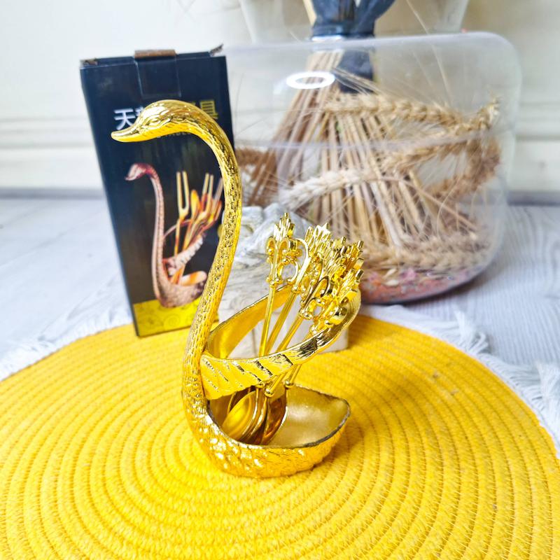 ست قاشق چای خوری طرح قو 
