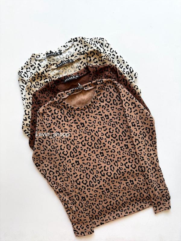 بلوز یقه گرد پلنگی ( کد ۱۶۳ )