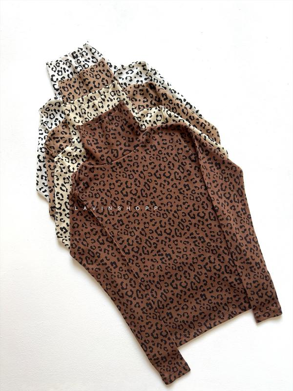 بلوز یقه اسکی پلنگی (کد ۲۲۴)