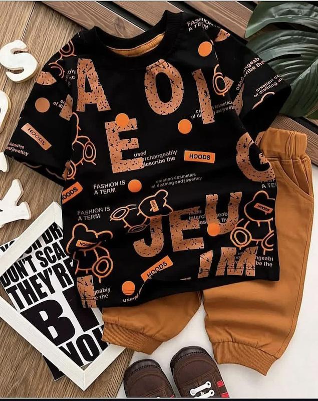 لباس پسرانه تیشرت شلوارک انگلیسی پنبه سوپر 3 تا 10 سال