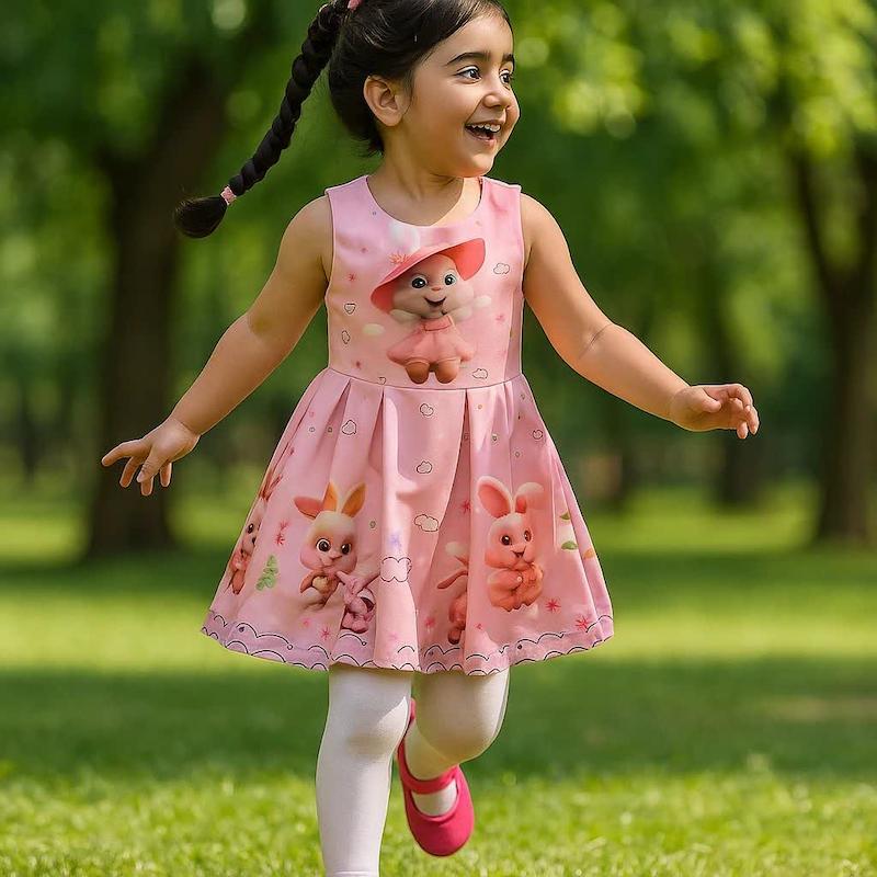 پیراهن دخترانه مازراتی کارتونی ۳ تا ۱۲ سال