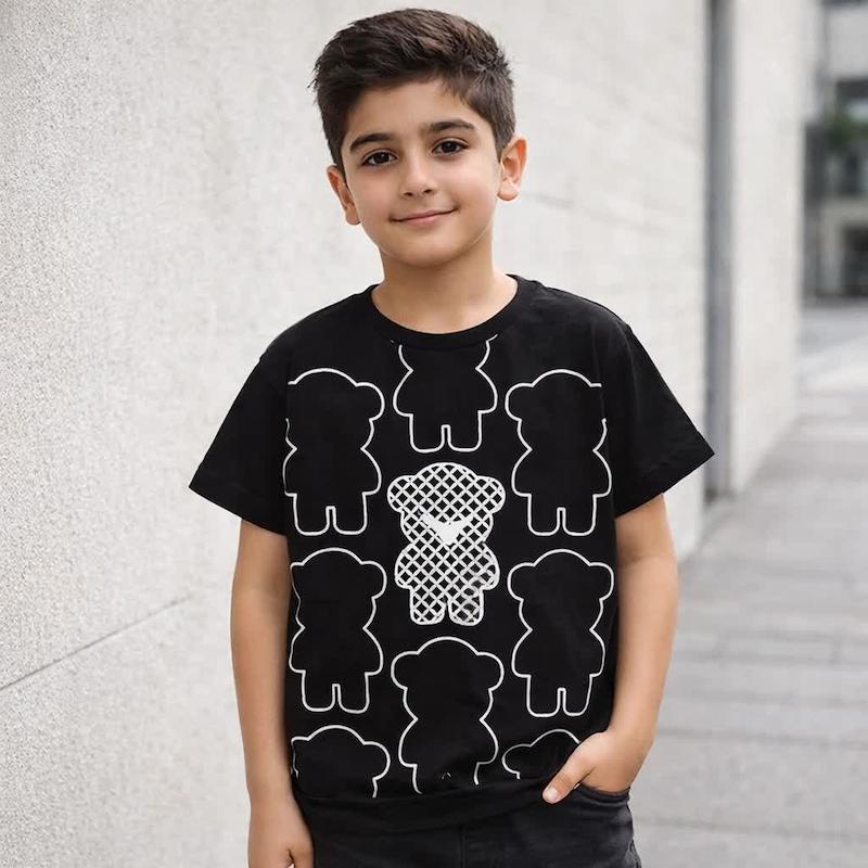 تیشرت تک مشکی دختر پسری طرح تدی