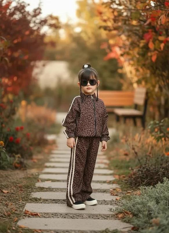 سویشرت شلوار پلنگی مخمل کبریتی 2 تا 12 سال