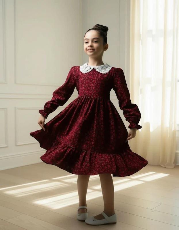 پیراهن دخترانه طرح آویدا ۲ تا ۱۴ سال