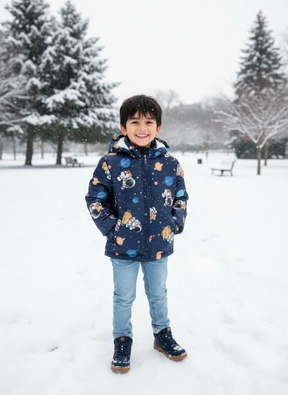 سویشرت پسرانه طرح فضانورد داخل خز 2 تا 9  سال