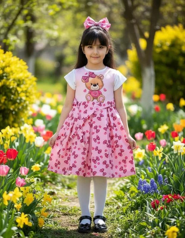 پیراهن بوگاتی تدی دخترانه 2 تا 10 سال