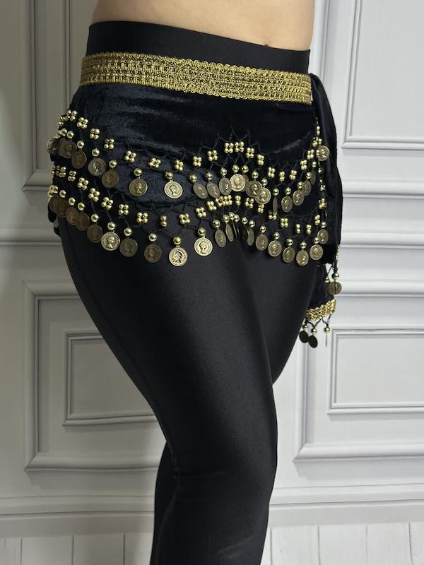 شال رقص سکه ایی مشکی مخمل سکه های سیاه قلم صدادار000010