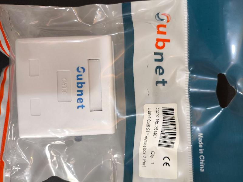 پریز شبکه روکار 2 پورت ( کیستون + باکس ) UBNET CAT6 UTP