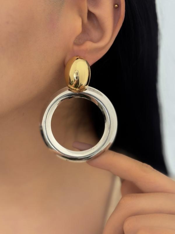 گوشواره حلقه ای دو رنگ