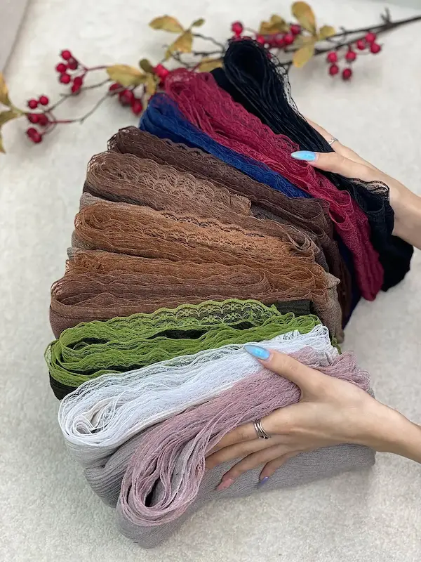 شال پلیسه پاییزی دور دانتل اصلی کد 119