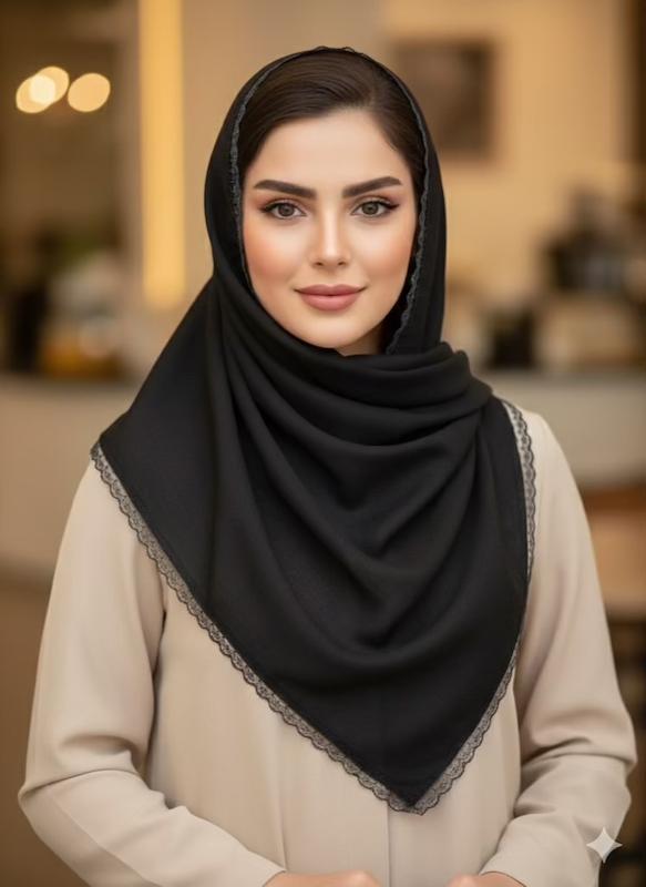 روسری مشکی دور دانتل مناسب محرم