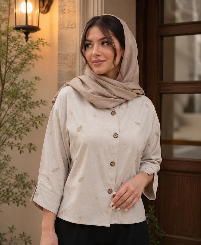 شومیز لینن نچرال گلدوزی