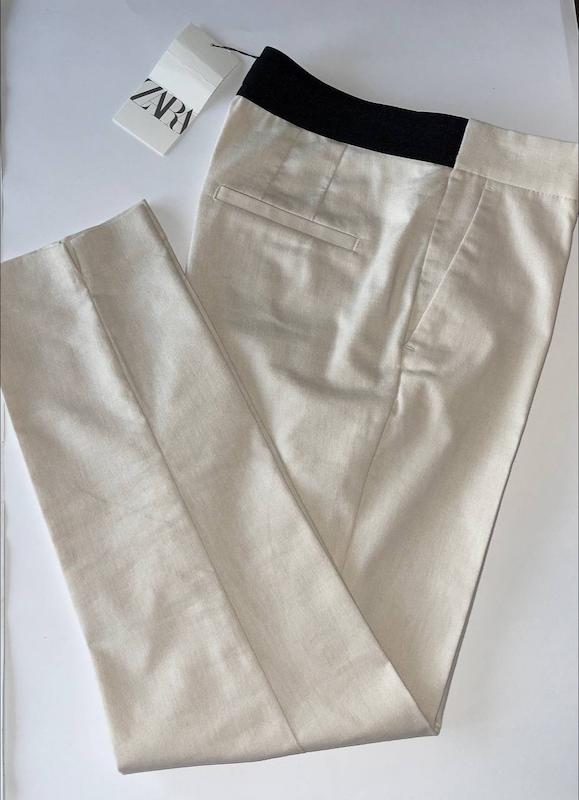 شلوار کتان کش زارا اورجینال سفید رنگ کد161