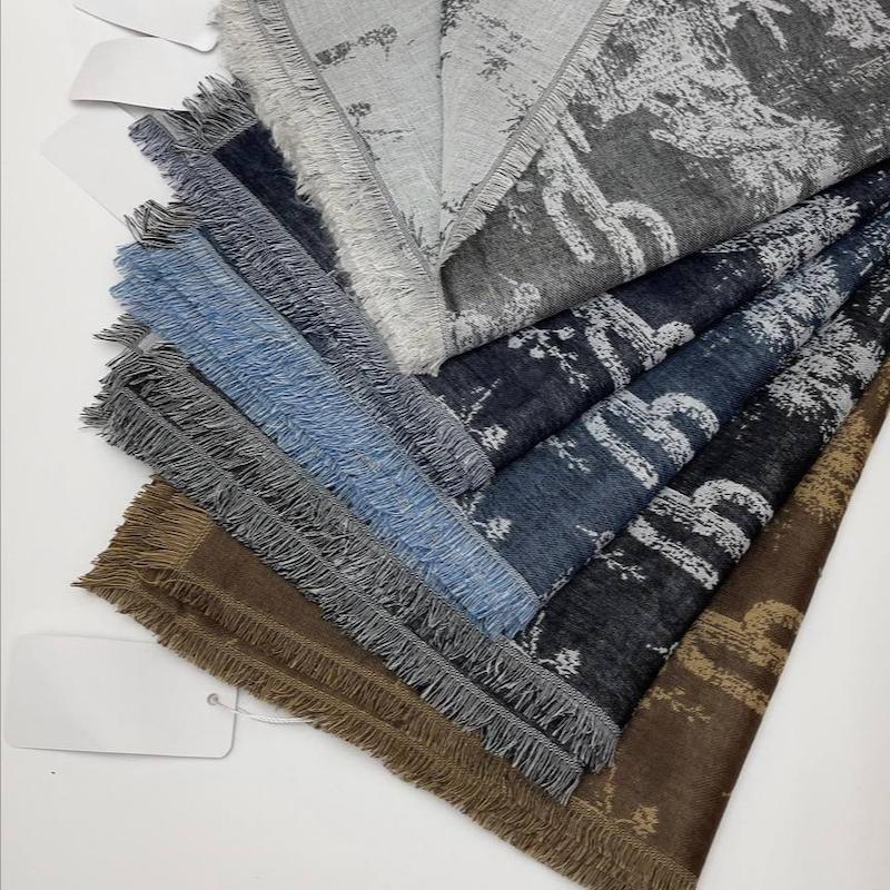 شال نخ کشمیر دور ریش  وارداتی دیور گیاه کد014