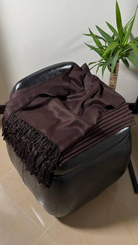 شال نخ کجراه ساده قهوه ای کد 612