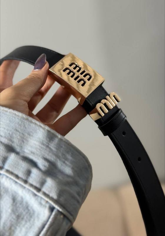 کمربند وارداتی میو میو  مدل min تک مشکی کد 636