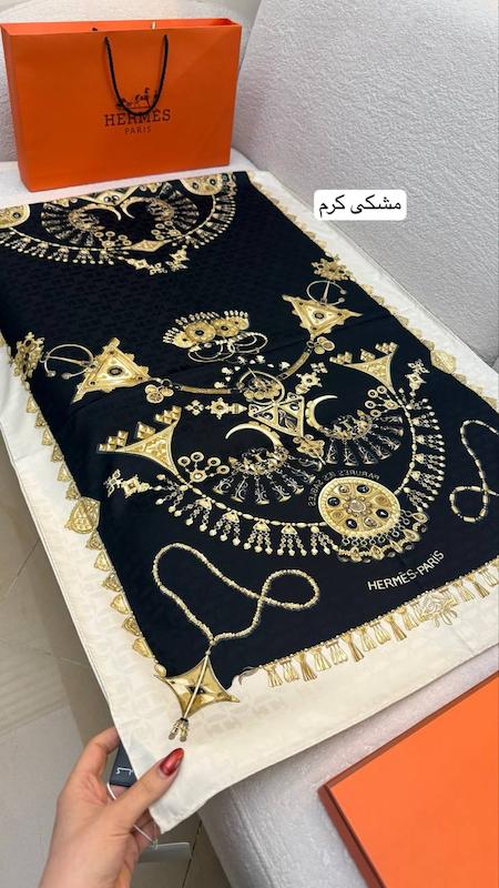 شال ابریشم ژاکارد فول پک کد 715