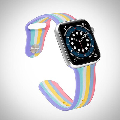 بند سیلیکونی رنگین کمانی اپل واچ Apple Watch 38/40/41/42/44/45