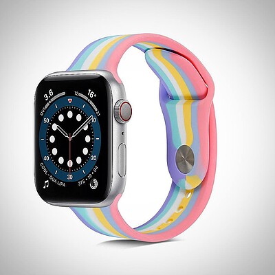 بند سیلیکونی رنگین کمانی اپل واچ Apple Watch 38/40/41/42/44/45