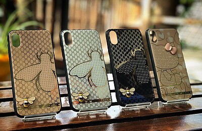 گارد و قاب پشت و کاور گوچی GUCCI نگین دار گوشی موبایل اپل iPhone 6/6s/7/7 plus/8/8 Plus/SE 2020/X/Xs