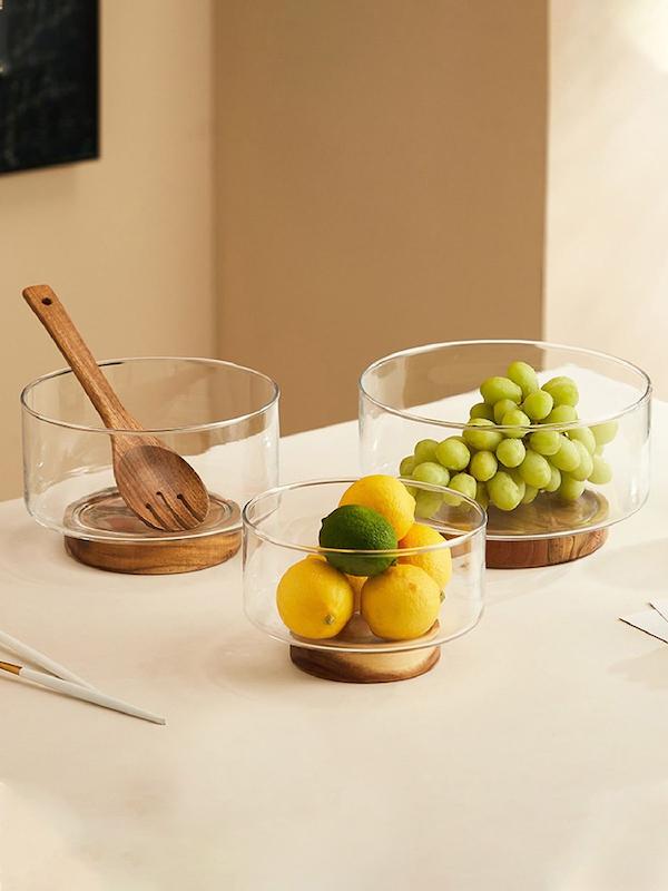 کاسه پذیرایی با پایه چوب آکاسیا