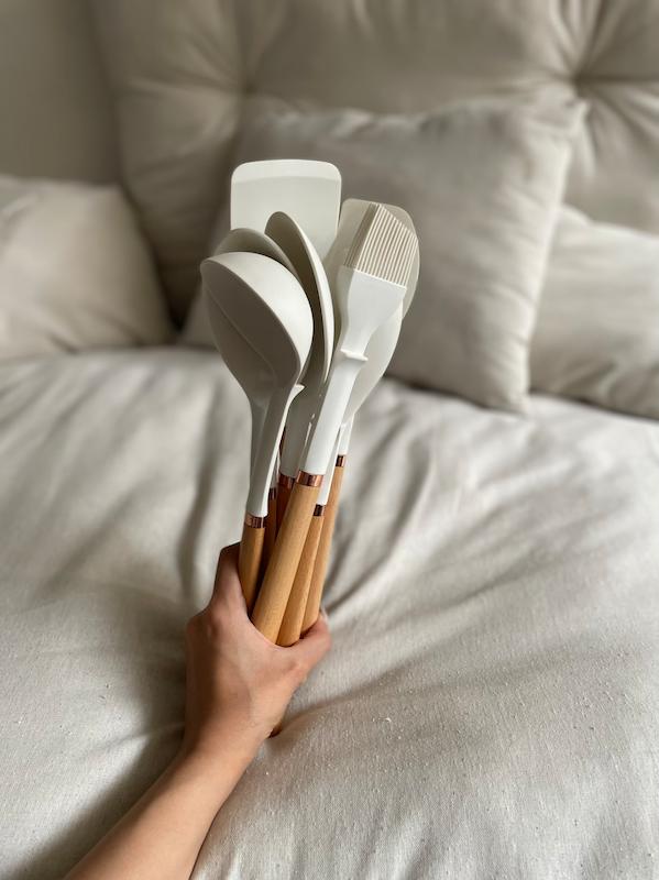 ست سیلیکونی دسته چوبی