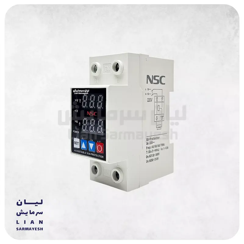 محافظ ولتاژ و جریان دو پل تکفاز 63 آمپر NSC