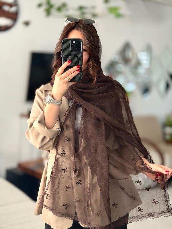 شال توری طرح پاپیون دوردانتل کد ۱۰۷۱