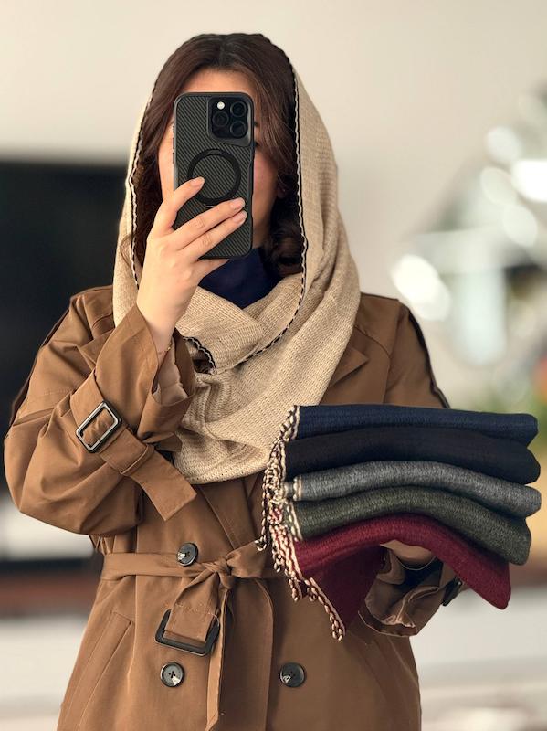 شال بافت رینگی لبه کوکدوزی کد ۱۰۸۱