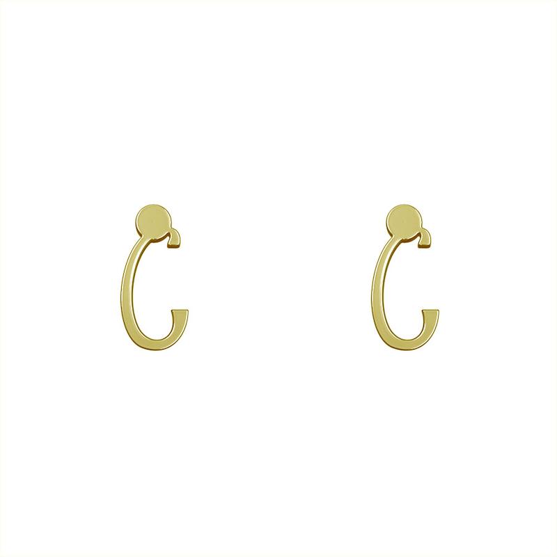 گوشواره طلا مدل حرف C کد GA17123
