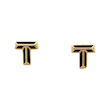گوشواره طلا 18 عیار زنانه مدوپد طرح T مشکی کد Z1086