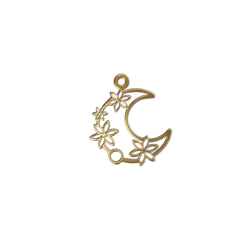 پلاک طلا 18 عیار مدل ماه و گل کد kc18276
