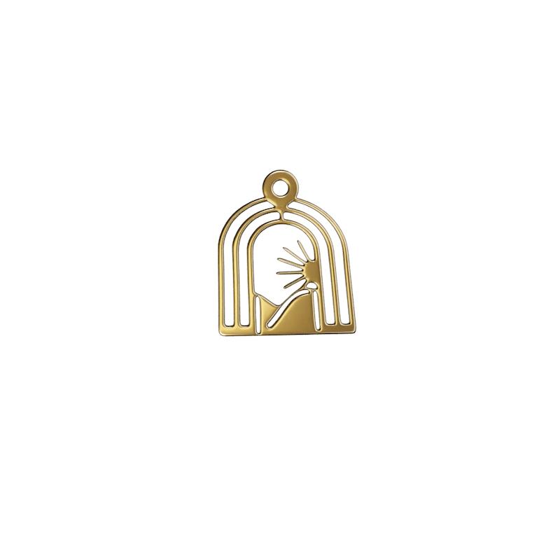پلاک طلا 18 عیار مدل خورشید و کوه کد kc18349