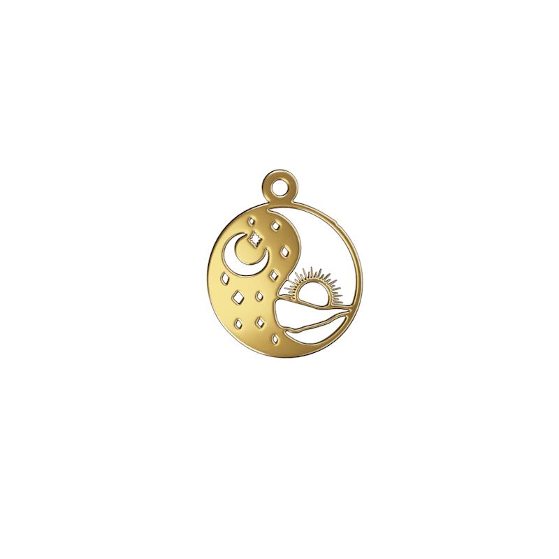 پلاک طلا 18 عیار مدل خورشید و ماه کد kc18584