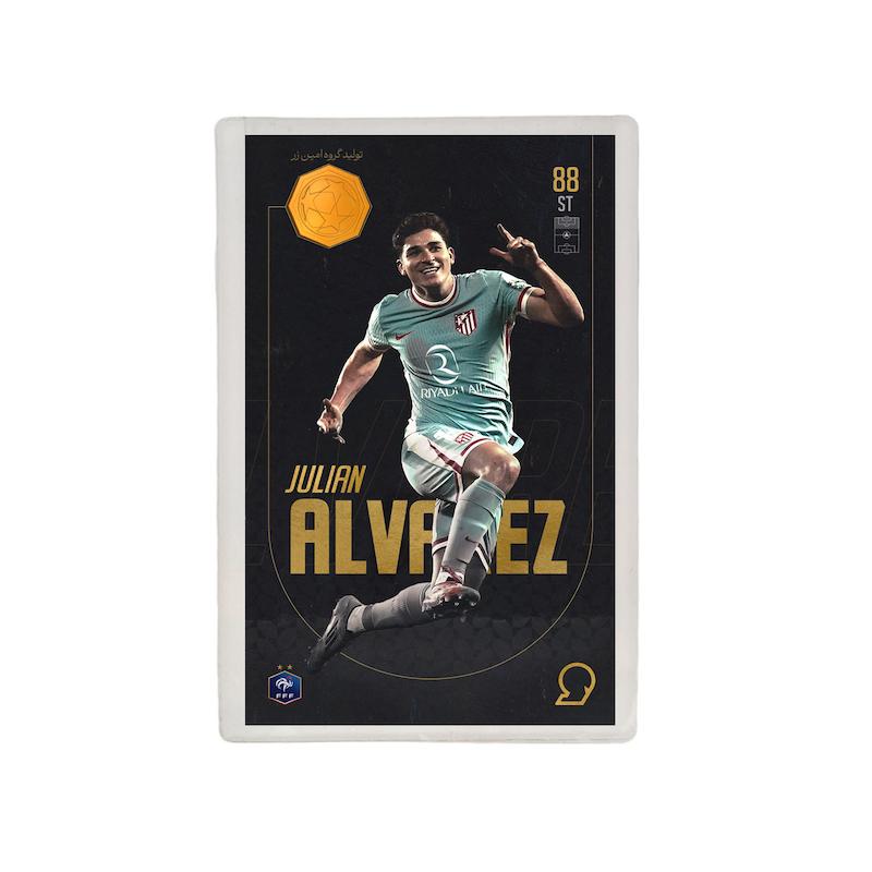 کارت فوتبالی طلا 18 عیار سوت مدل خولیان آلوارز ALVAREZ طرح فوتبالی 2025 کد SO10003