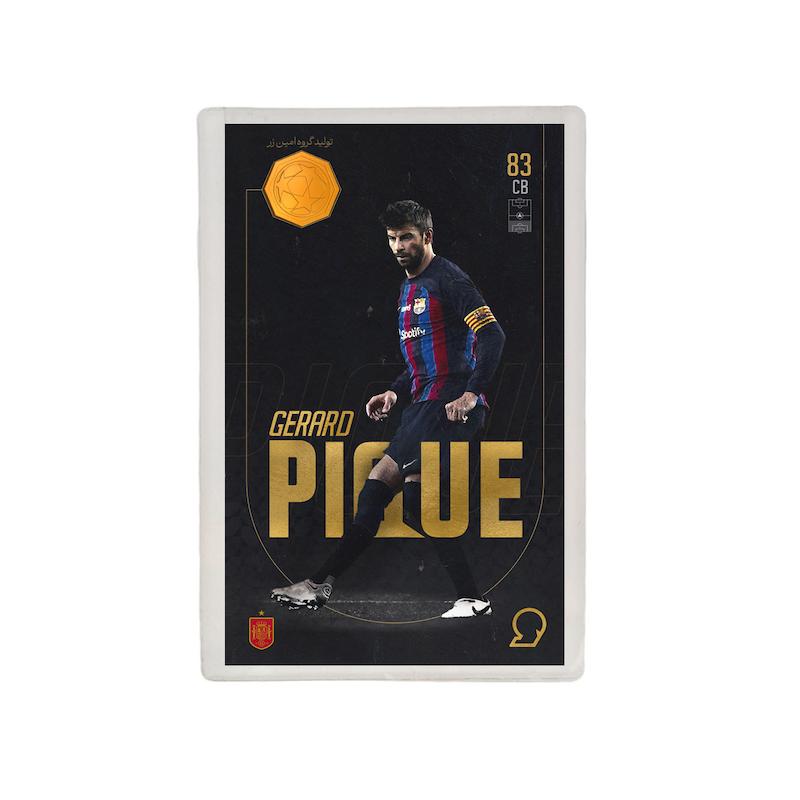 کارت فوتبالی طلا 18 عیار سوت مدل جرارد پیکه Gerard Pique طرح فوتبالی 2025 کد SO10045