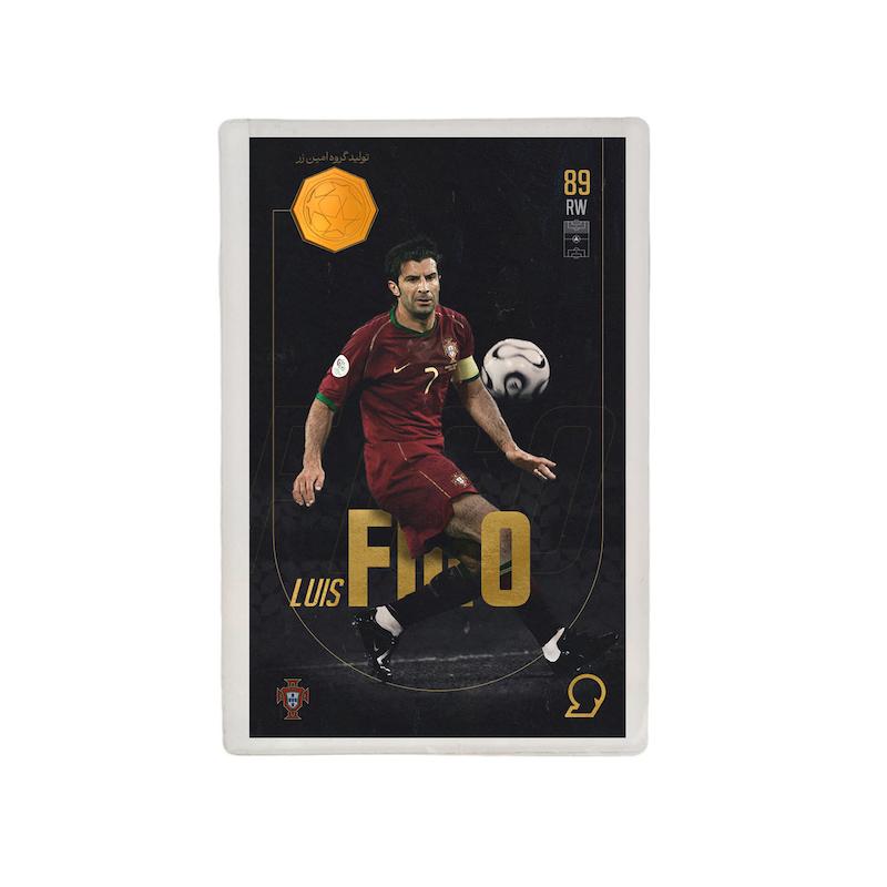کارت فوتبالی طلا 18 عیار سوت مدل لوئیس فیگو Luis Figo طرح فوتبالی 2025 کد SO10073