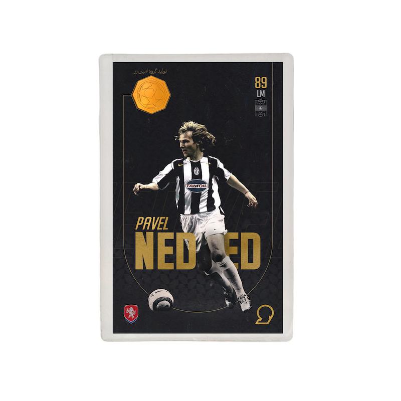 کارت فوتبالی طلا 18 عیار سوت مدل پاول ندود Pavel Nedved طرح فوتبالی 2025 کد SO10092
