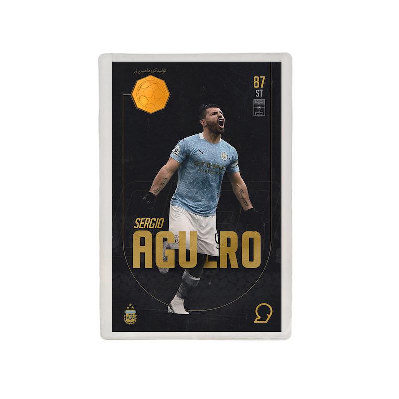 کارت فوتبالی طلا 18 عیار سوت مدل سرخیو آگوئرو Sergio Aguero طرح فوتبالی 2025 کد SO10108