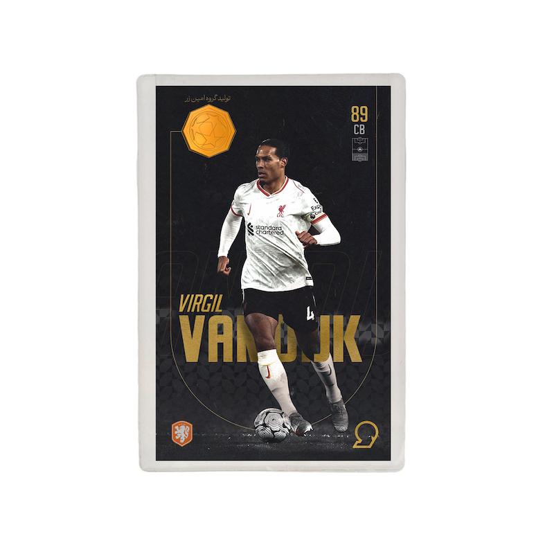 کارت فوتبالی طلا 18 عیار سوت مدل ویرجیل فن‌دایک Virgil van dijk طرح فوتبالی 2025 کد SO10119