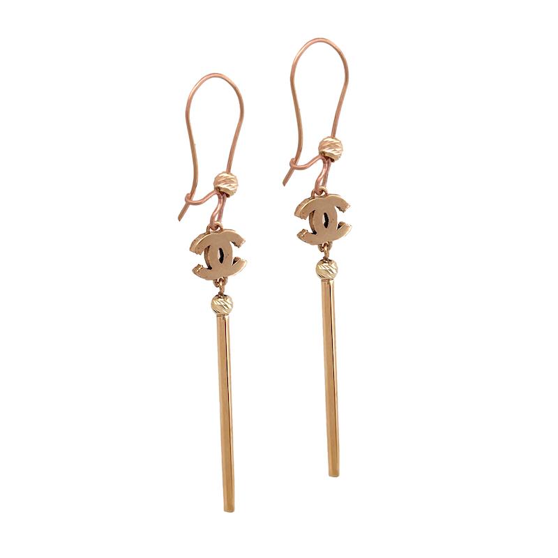 گوشواره طلا 18 عیار زنانه زرنگار مدل چنل آویز باریک کد ZBE000942
