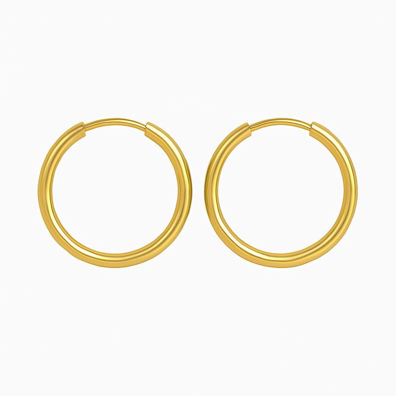 گوشواره طلا 18 عیار زنانه زربن مدل حلقه‌ای ساده کد ZBE001077
