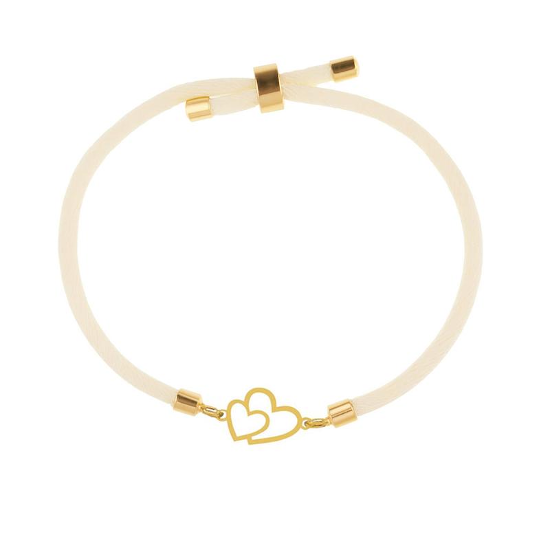 دستبند طلا 18 عیار زنانه لی‌دا مدل دو قلب کد BL005