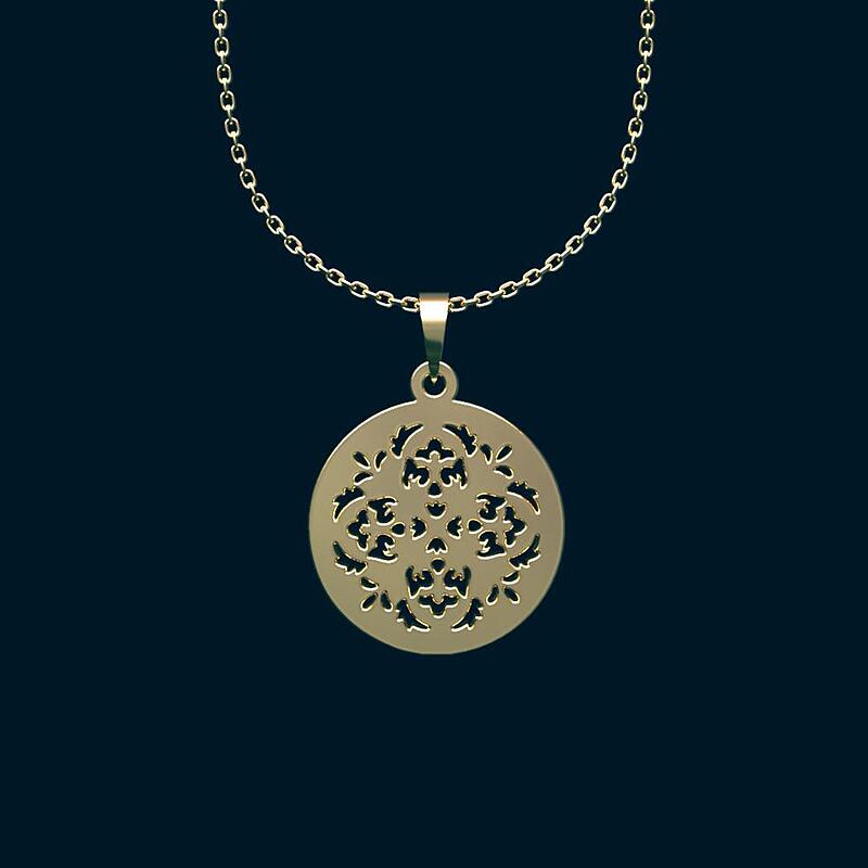گردنبند طلا 18 عیار زنانه مدوپد مدل دایره و گل کد RR1225