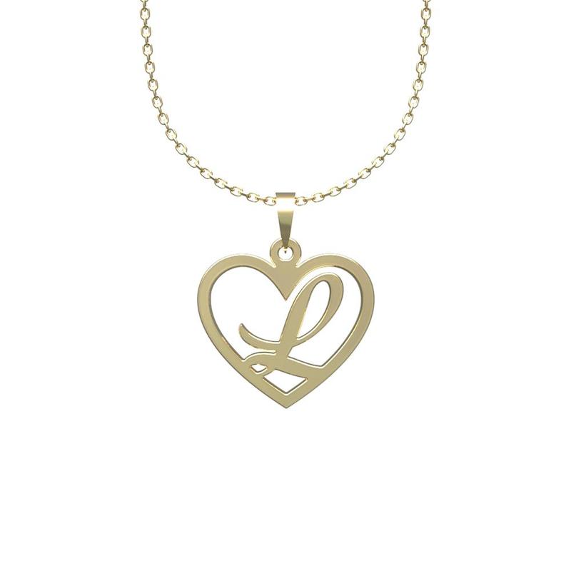 گردنبند طلا 18 عیار زنانه لی‌دا مدل حرف Lو قلب  کد RR1257