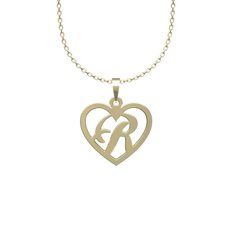 گردنبند طلا 18 عیار زنانه لی‌دا مدل حرف Rو قلب  کد RR1258