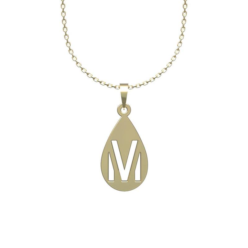 گردنبند طلا 18 عیار زنانه لی‌دا مدل حرف Mو اشک کد RR1269