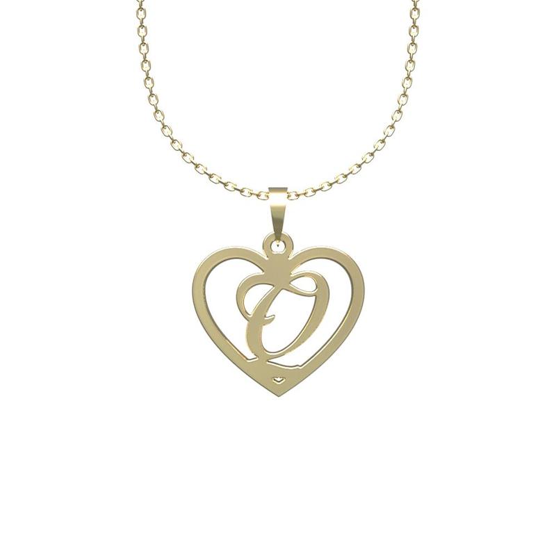 گردنبند طلا 18 عیار زنانه لی‌دا مدل حرف Q و قلب کد RE1278