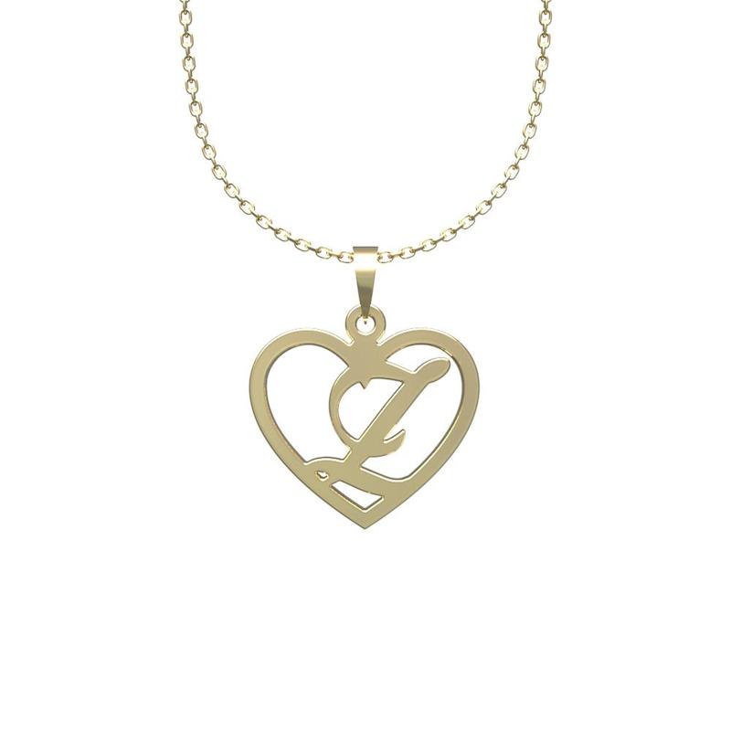 گردنبند طلا لی‌دا مدل حرف Zو قلب  کد SS1002