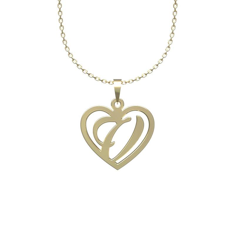 گردنبند طلا لی‌دا مدل حرف vو قلب  کد SS1007